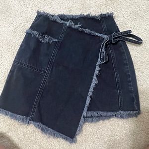 Urban Outfitters Black Denim Wrap Skirt